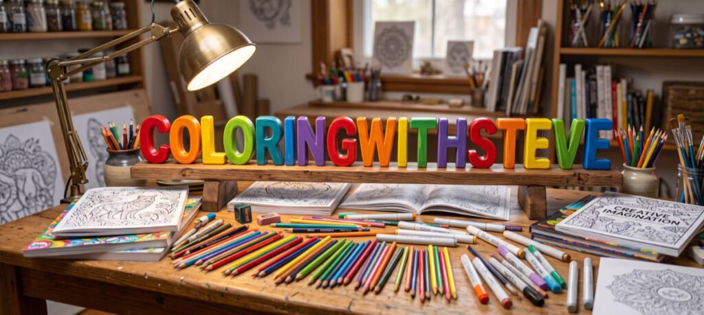 ColoringWithSteve Desk with markers