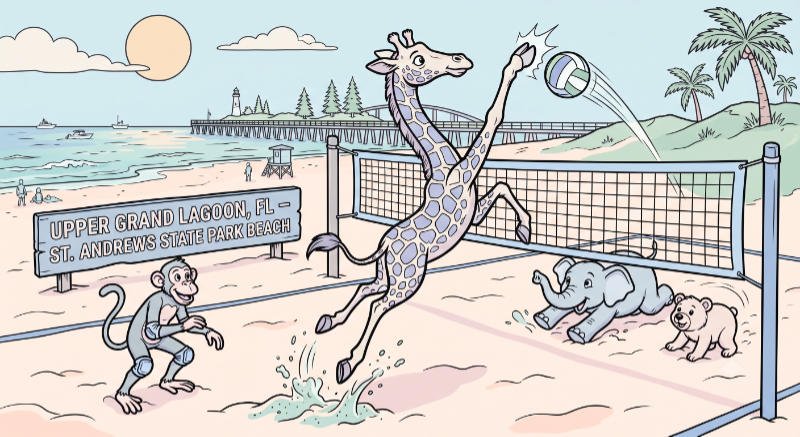 Giraffe Playing Volleyball