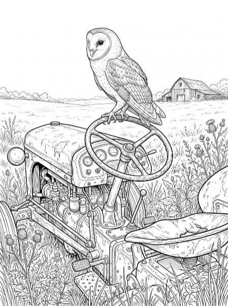 Owl on Tractor