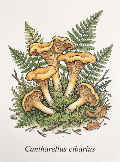 Chanterelle Mushrooms Colored